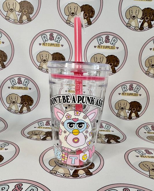 16oz Plastic Beakers With Lids & Straws