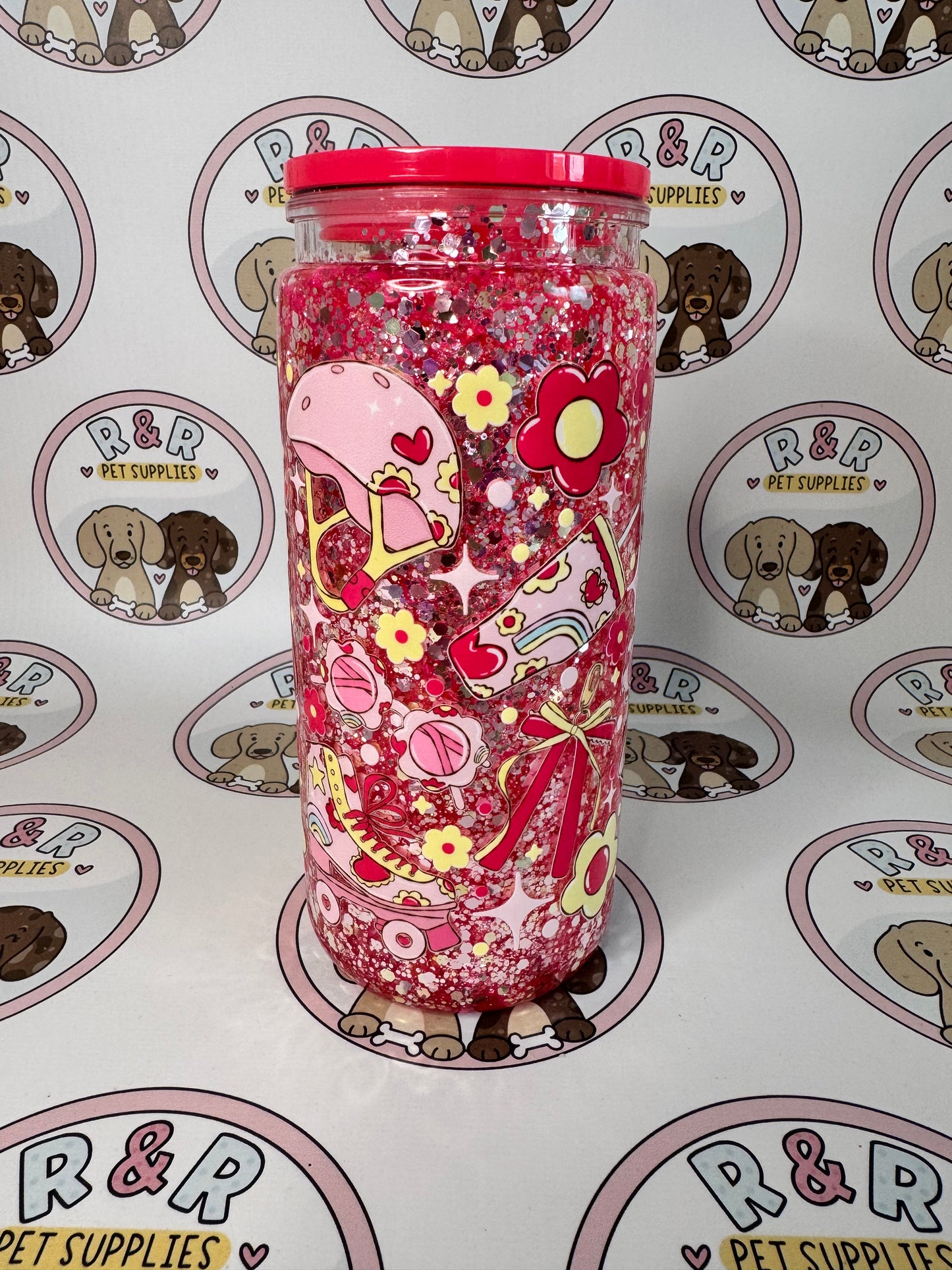Skater Girl Suspended 16oz Snowglobe Libbey Tumbler