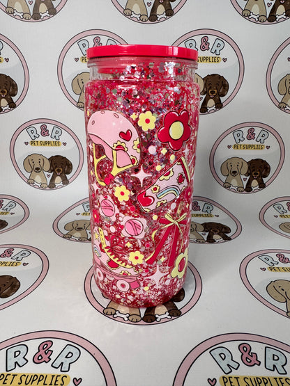 Skater Girl Suspended 16oz Snowglobe Libbey Tumbler