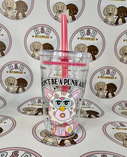16oz Plastic Beakers With Lids & Straws