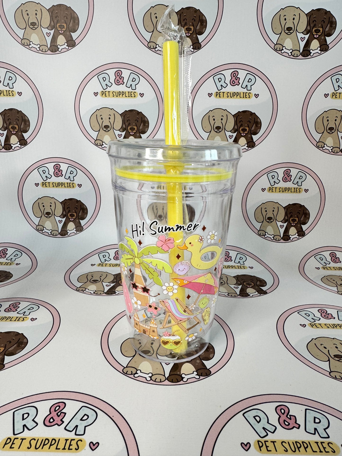 16oz Plastic Beakers With Lids & Straws