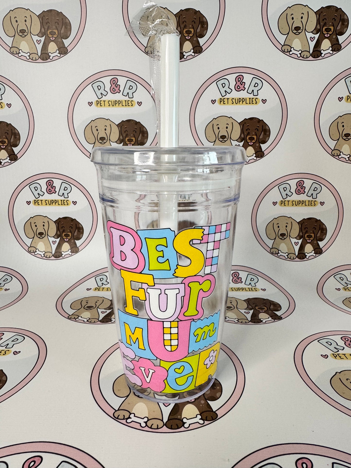 16oz Plastic Beakers With Lids & Straws