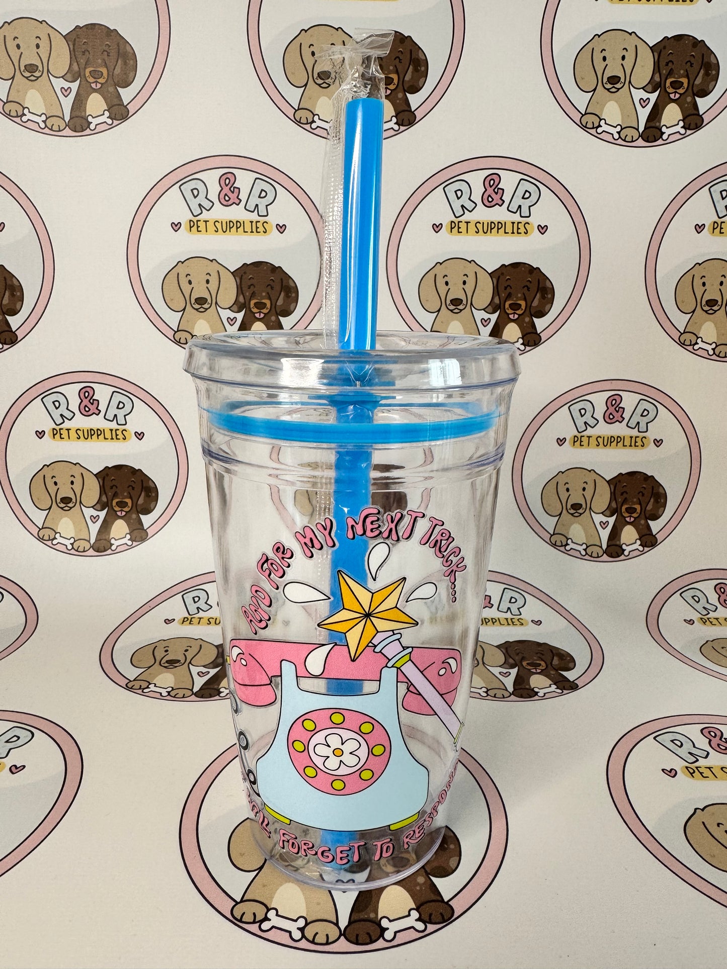 16oz Plastic Beakers With Lids & Straws