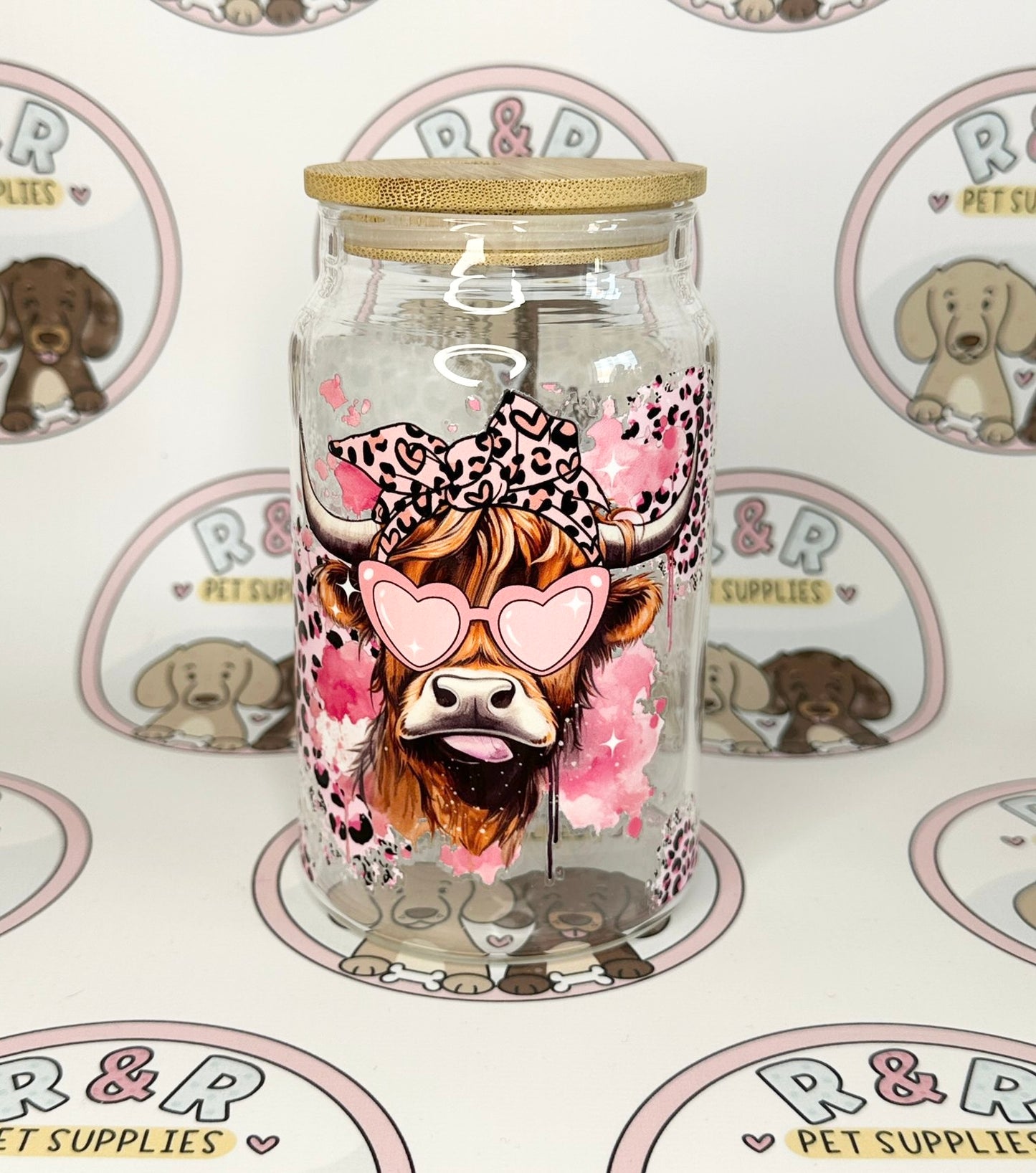 Glam Cow 16oz Beer Can Style Glass Tumbler 🐮