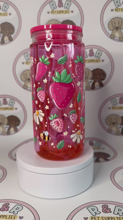 Strawberry Drip 160z Libbey Tumbler