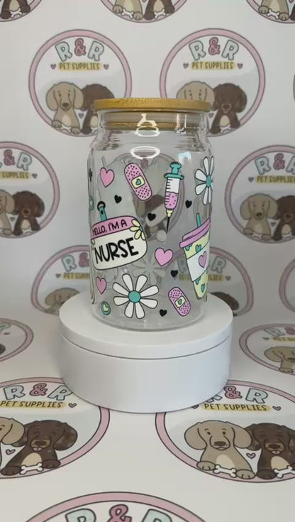 Nurse 16oz Beer Can Style Glass Tumbler 👩🏻‍⚕️