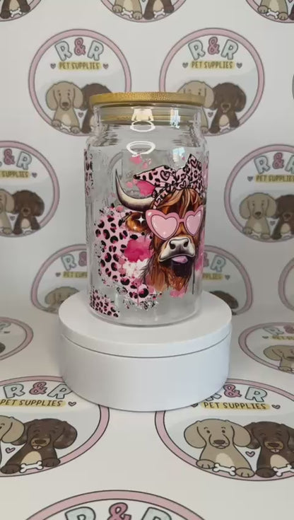 Glam Cow 16oz Beer Can Style Glass Tumbler 🐮